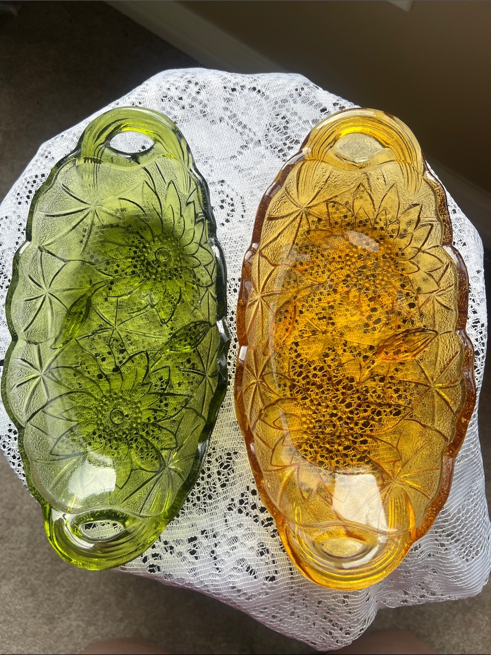 Vintage Indiana Glass Pressed Lily Pons Oval Dishes